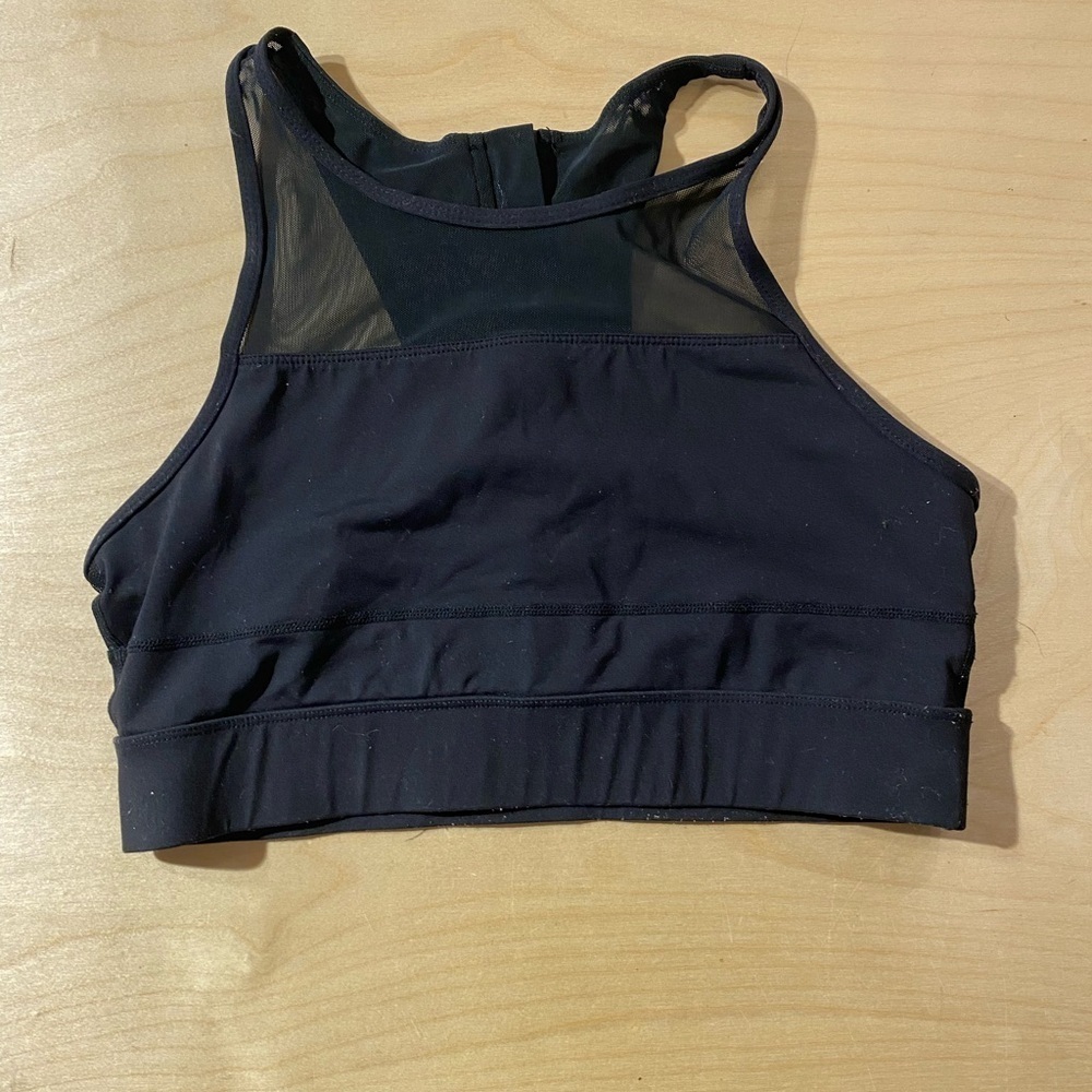 Black Mesh Sports Bra Zip in Back XL (OI)